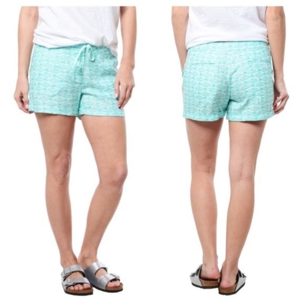Vineyard Vines Teal Aqua Fish Print Linen Shorts